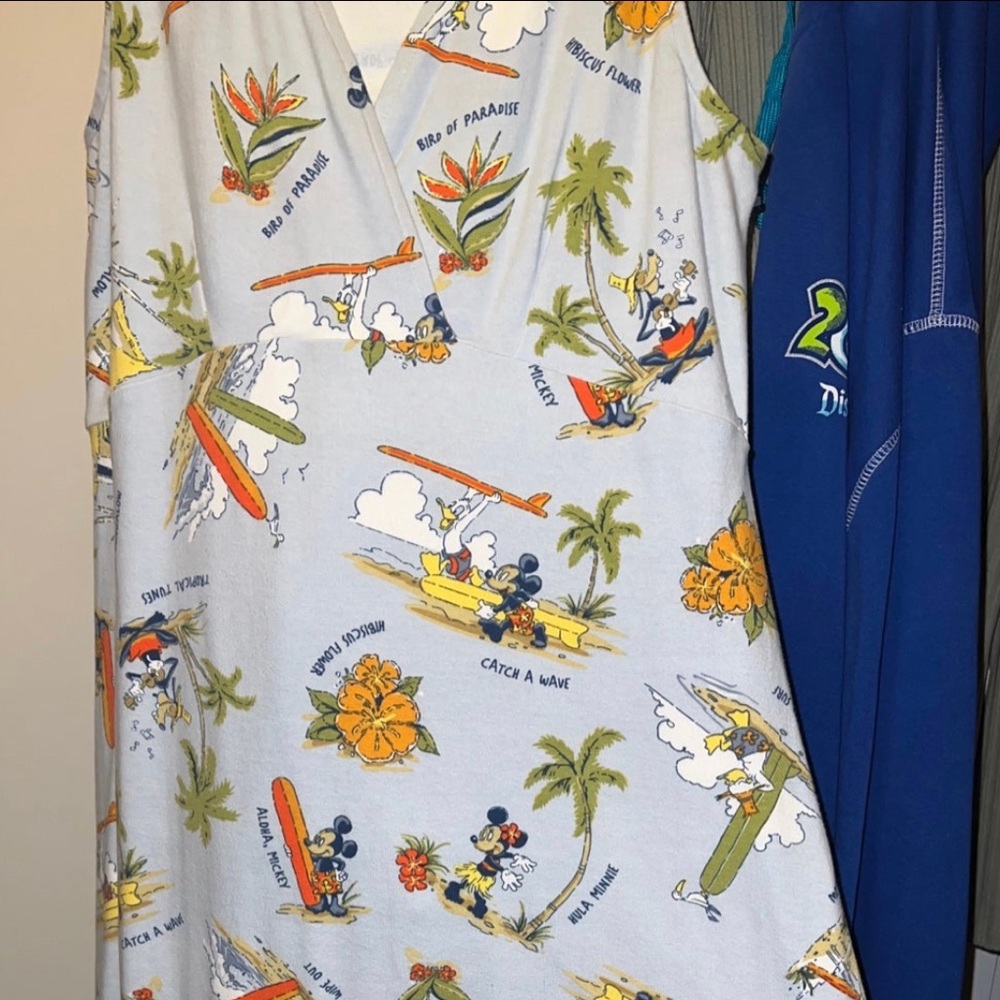 Beautiful unique Mickey and friends beach dress, size small, and V neck.